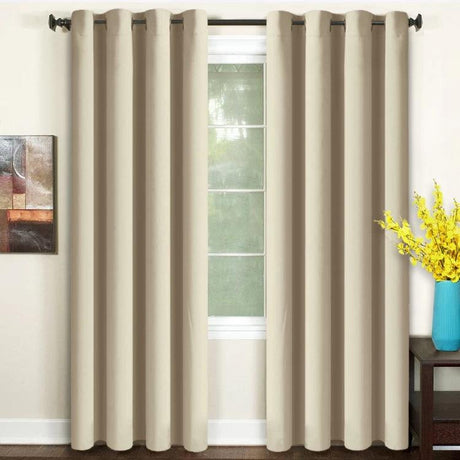 BLACKOUT ROOM DARKENING 8 GROMMET CURTAIN FOR LIVING ROOM/BEDROOM-1 PANEL-BEIGE-270*260-www.manzzeli.com (7613353033967)