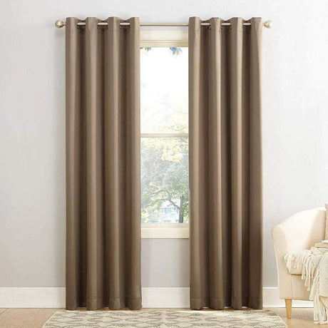 BLACKOUT ROOM DARKENING 8 GROMMET CURTAIN FOR LIVING ROOM/BEDROOM-1 PANEL-CAFE-140*260-www.manzzeli.com (7613328392431)
