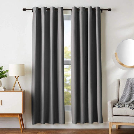 BLACKOUT ROOM DARKENING 8 GROMMET CURTAIN FOR LIVING ROOM/BEDROOM-1 PANEL-GREY-140*260-www.manzzeli.com (7613349429487)