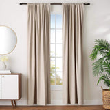 BLACKOUT ROOM DARKENING TAPE CURTAIN FOR LIVING ROOM/BEDROOM -1 PANEL -BEIGE -140*260-www.manzzeli.com (7613530407151)