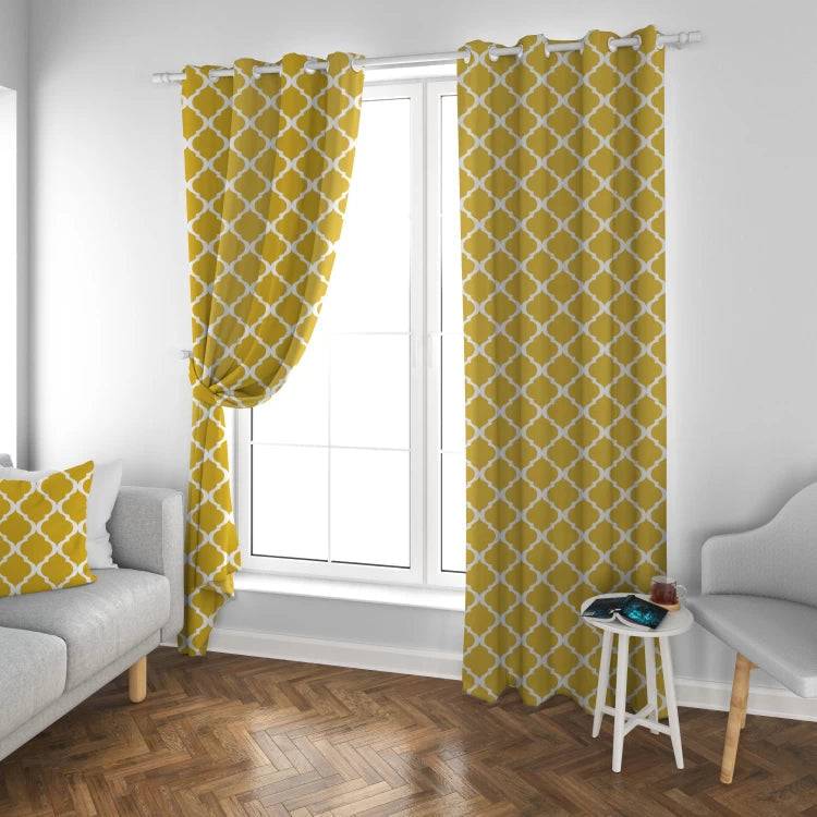 CURTAIN PRINT MUSTARD-1 PANEL-130*260-www.manzzeli.com (7613451763951)