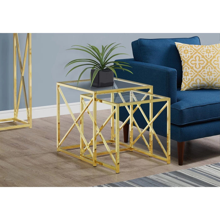 DBL X SS 2 PIECES SIDE TABLE GOLD-A-S302-www.manzzeli.com