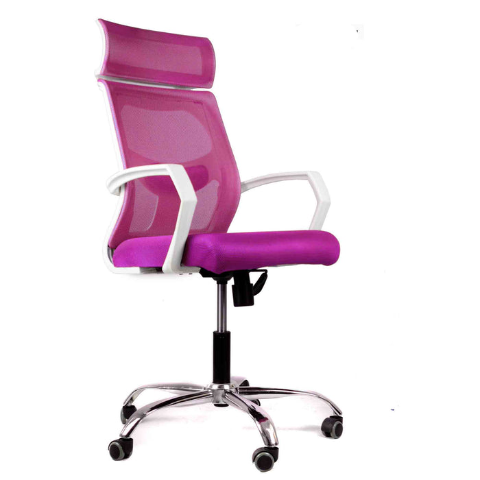 Liam Office Chair-mch012hi white&pink