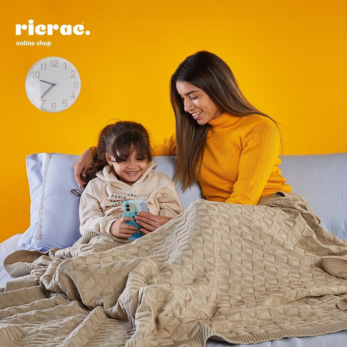 Refo-Tricot Knitted Cotton Throw Blanket-www.manzzeli.com